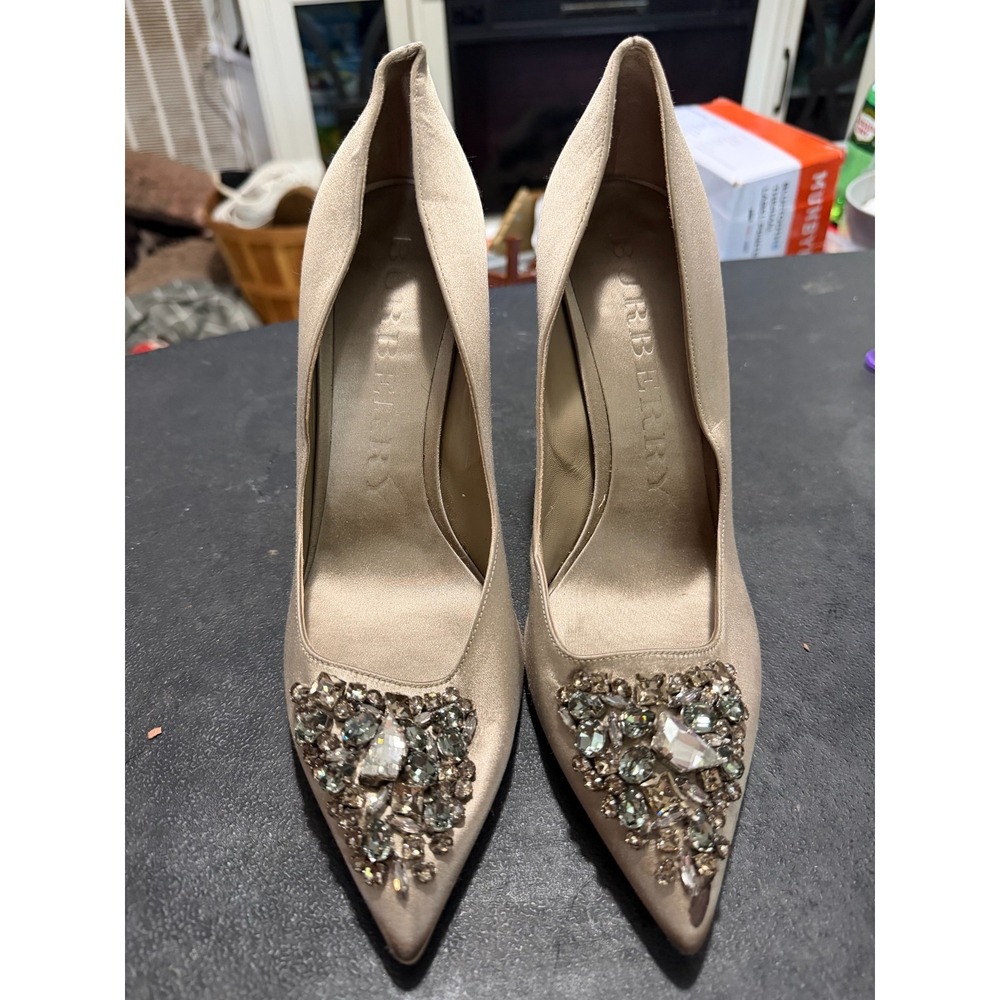 Burberry Champagne Jewel Pointed Toe Stiletto Heels in 38